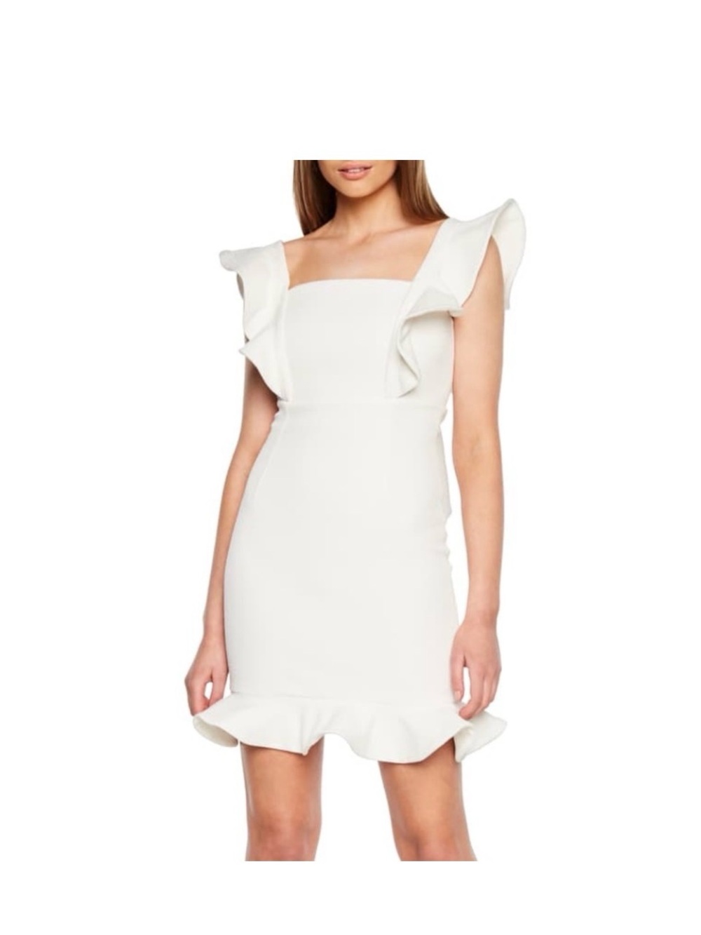 Bardot White Ruffle Back-Tie Mini Dress size 8M